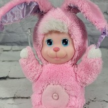 Vintage 90s Magic Nursery Bunny Rabbit Plush Vinyl Doll 11" Pink Mattel 1990 - $29.69