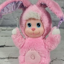 Vintage 90s Magic Nursery Bunny Rabbit Plush Vinyl Doll 11&quot; Pink Mattel 1990 - £23.26 GBP