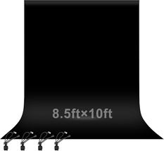 8.5X10Ft Black Photo Backdrop for Photography, Large Plain Black Drapes P - €45,04 EUR