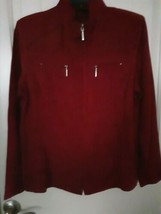 Bexleys Women Faux suede Polyester Zippered  Jacket Size M Burgundy Red - $19.79