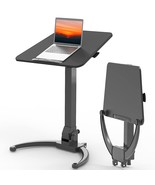Foldable Mobile Standing Desk, Pneumatic Height Adjustable Sit Stand Des... - £272.26 GBP