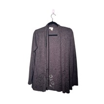 Meadow Rue Anthropologie Size Small Gray Laser Cut Linen Blend Cardigan Open - £7.47 GBP