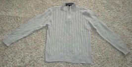 Mens Sweater Bachrach Khaki Long Sleeve Cable Knit Zip Neck-size S - $17.82