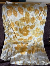 Estate Large Satiny Silk Orangish Yellow w Golden Fall Leaves Women’s Ne... - £22.59 GBP