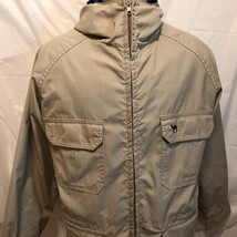 VTG Woolrich Khaki Barn Hooded Jacket Size Medium Safari Camel Multi Pocket - £79.02 GBP
