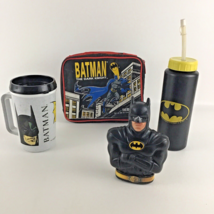 DC Comics Batman Lot Sports Bottle Reusable Mug Coin Bank Lunch Bag Vintage - £31.12 GBP
