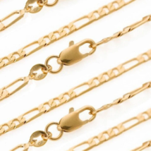 Italian 2mm Figaro 24 Inch Chain Necklace Gold - £9.09 GBP