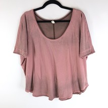 Free People We The Free Womens Pink Short Sleeve Cotton Blend Saturn Top Size S - £15.24 GBP