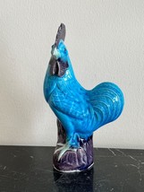 Vintage Chinese Turquoise Blue Ceramic Rooster Statue - £97.63 GBP