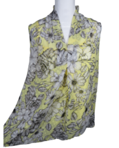 Liz Claiborne Petite Large Pale Yellow Gray Floral Clip Dot Sleeveless Blouse - £12.93 GBP