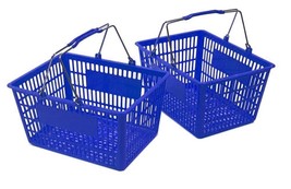NEW Shopping Basket Set set of 2 Blue - $29.81