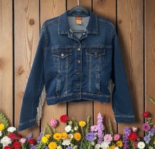 Scully women&#39;s blue Denim jean Jacket With Rhinestone Fringe stretch Siz... - $84.15