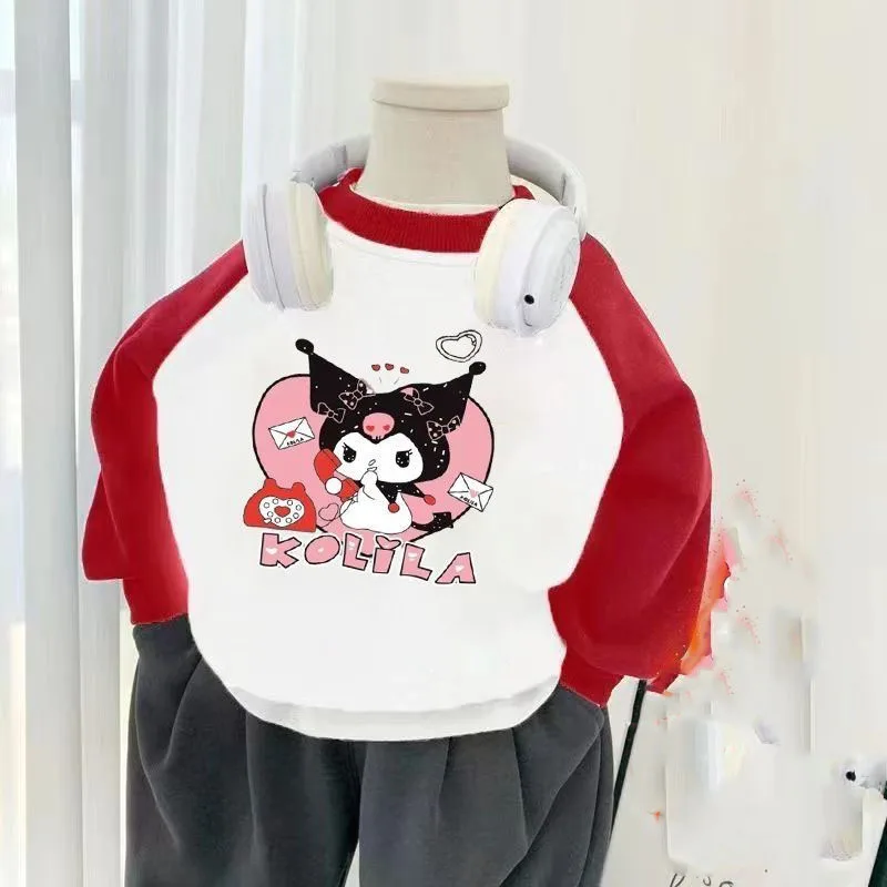 Sanrio Children&#39;s Sweatshirt Kuromi Accessories Cute Kawaii Anime Winter Padded - £18.26 GBP