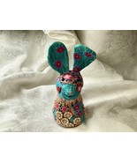 Rabbit Bunny Medium Size Fantasy Sculpture Handcrafted Mixed Media Polymer Clay  - $39.99