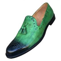 Loafer Style Two Tone Tassel Brogue Slip On Men Leather Shoes - £124.77 GBP