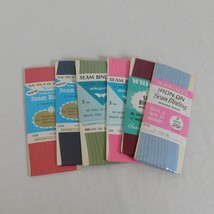 Seam Binding Tape Lot of 6 New Unopened Woven Wrights Blue Pink Green Mixed Lot - £13.88 GBP