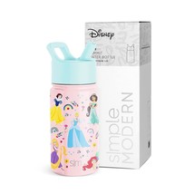 Princesses Kids Water Bottle With Straw Lid | Reusable Insulated Stainless Steel - £29.80 GBP