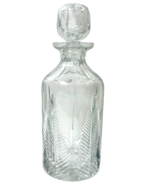 Vintage Crystal 9 3/4&quot; Decanter &amp; Matching Stopper W/ Thumbprint Diamond... - $47.47