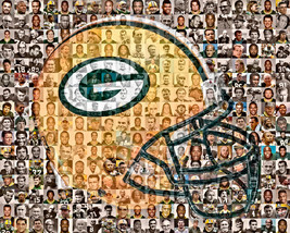 Green Bay Packers Mosaic Print Art Designed Using Past and Present Players - £35.17 GBP+