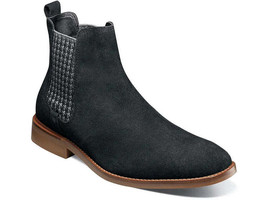 Men&#39;s Stacy Adams Gabriel Plain Toe Chelsea Boot Black Suede Dressy 2562... - £83.30 GBP