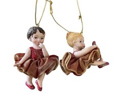 Midwest-CBK Little Toddler Ballerina Ornaments Lot of 2 Blonde and Brunette - £14.22 GBP