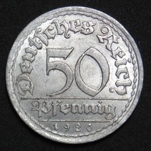 GERMANY 50 PFENNIG ALU COIN 1920 A WEIMAR TIME RARE COIN aUNC - $7.69