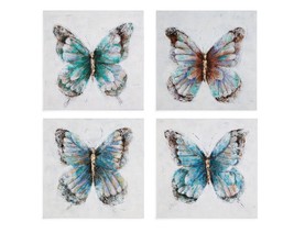 Bassett 7300-428 40 x 40 in. Metallic Butterflies Canvas Art - Pack of 4 - £117.96 GBP