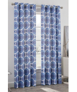 Blue Medallion Grommet Window Curtain 84&quot; Long Pair Panels Beach Summer ... - £54.13 GBP