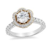 Enchanted Disney Belle 1-1/4 Ct. TW Round Brilliant Cut Ring With Layered Flower - £61.47 GBP