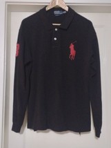 Polo by Ralph Lauren Mens Black Red Custom Fit Big Pony XL Long Sleeve - £31.58 GBP