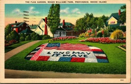 Flag Garden Roger Williams Park Providence RI Linen Postcard A4 - £2.41 GBP