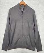 Columbia Mens Sweater XL Gray Full Zip Cotton Knit Cardigan - $23.64