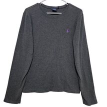 Ralph Lauren Sport Y2K Gray Long Sleeve Tee XL Purple Pony Preppy Classic - $22.99