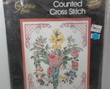 Golden Bee Counted Cross Stitch Kit Nosegay Floral  Flowers w/ frame sealed - $12.86