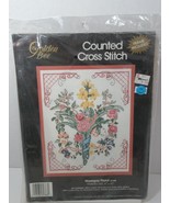 Golden Bee Counted Cross Stitch Kit Nosegay Floral  Flowers w/ frame sealed - £9.93 GBP