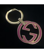 GUCCI Pink Metal Key Ring Keychain Bag Charm Interlocking GG - $1,684.75 MXN