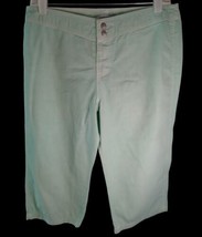 Fresh Produce M Pants Wide Leg Lightweight Green Snap Closure Cotton Pocket - £10.90 GBP
