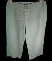 FRESH PRODUCE M PANTS WIDE LEG LIGHTWEIGHT GREEN SNAP CLOSURE COTTON POCKET - $13.86