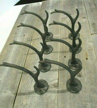 8 Cast Iron Antler Hooks Deer Elk Coat Hat Hall Tree Entry Way Rack Tack Hook - £23.51 GBP