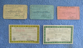 5 VINTAGE (1935-1938) BOY SCOUTS OF AMERICA RANK CARDS/CERTIFICATES &amp; 3 ... - £6.25 GBP