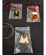 New Set of 3 Stained Glass Christmas Necklace: Bell, Candle. Stocking - $26.05 CAD