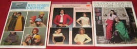 3 Vtg Crochet Booklets Poncho Shawl Skirt Hat Scarf Mittens Crochet-a-Bead 1980s - £3.15 GBP