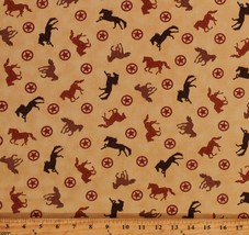 Cotton Wild Horses Western Cowboys Wild West Fabric Print by the Yard D467.70 - £10.97 GBP