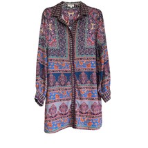 Umgee Womens Shirt Dress Size L Purple Floral Long Sleeve Artsy Fairycor... - $21.66