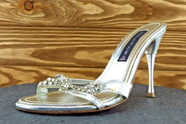 Steven by Steve Madden Size 6.5 M Silver Slides Leather Women Sandal Shoes - £15.86 GBP