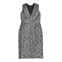 NWT Alice + Olivia Baylee in Grey Black Brocade Lace V-neck Sheath Dress 8 - £49.44 GBP