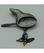 Vintage JJ Brooch Pin Net Catching Butterfly Dangle Fashion Jewelry - $14.80