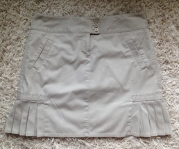 10 Ann Taylor Loft Modern Khaki Beige Denim Skirt Tan Womens Cotton Stretch - $12.99