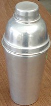 Vintage Stainless Steel Cocktail Shaker - Glass Insert - Strainer Top - USEFUL - £23.80 GBP