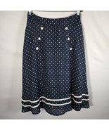 VooDoo Vixen Blue White Nauticle Print Button A-Line Midi Swing Skirt Si... - $24.99